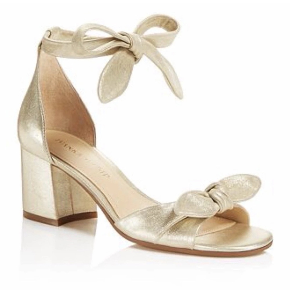 Ivanka Trump Gold Block Heel Sandals